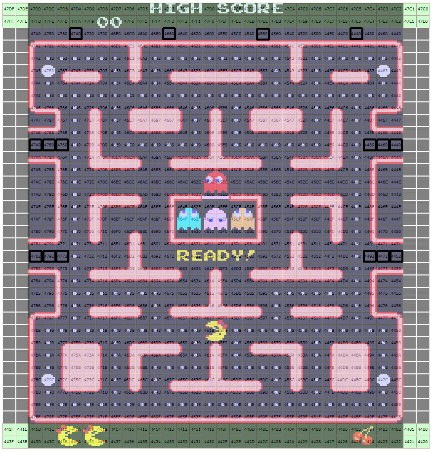 Ms. Pac Man Level 1 overlayed with Color Map